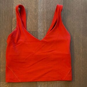 Red V-Neck Crop Tank Top - Women